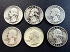 Lot of 6 Silver Quarters 1934 1935 1942 S 1950 D 1950 S 1960 D 25c .9 Silver
