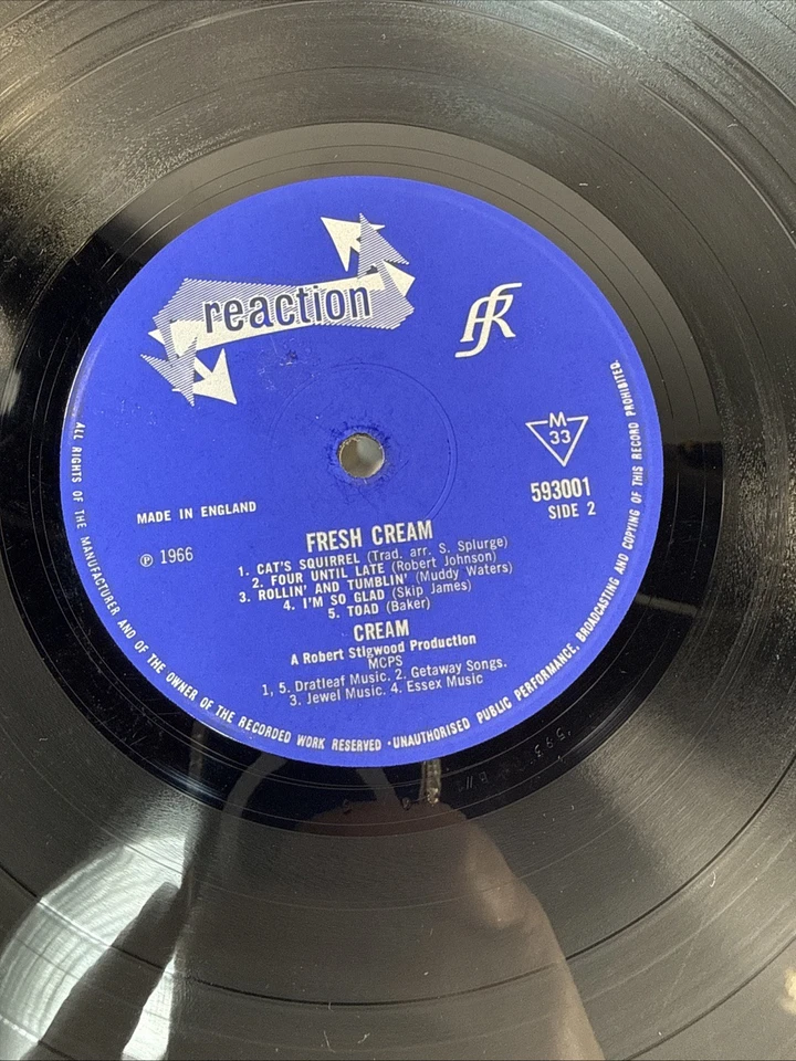 LP VINYL CREAM ALBUM FRESH CREAM REACTION 593001 UK 1ST MONO PRESS VG+/EX - Image 4 of 4