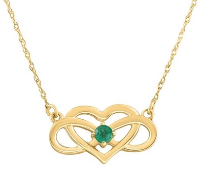 Smaragd Edelstein Herz Anhänger 10k Gold Damen 18'' Halskette