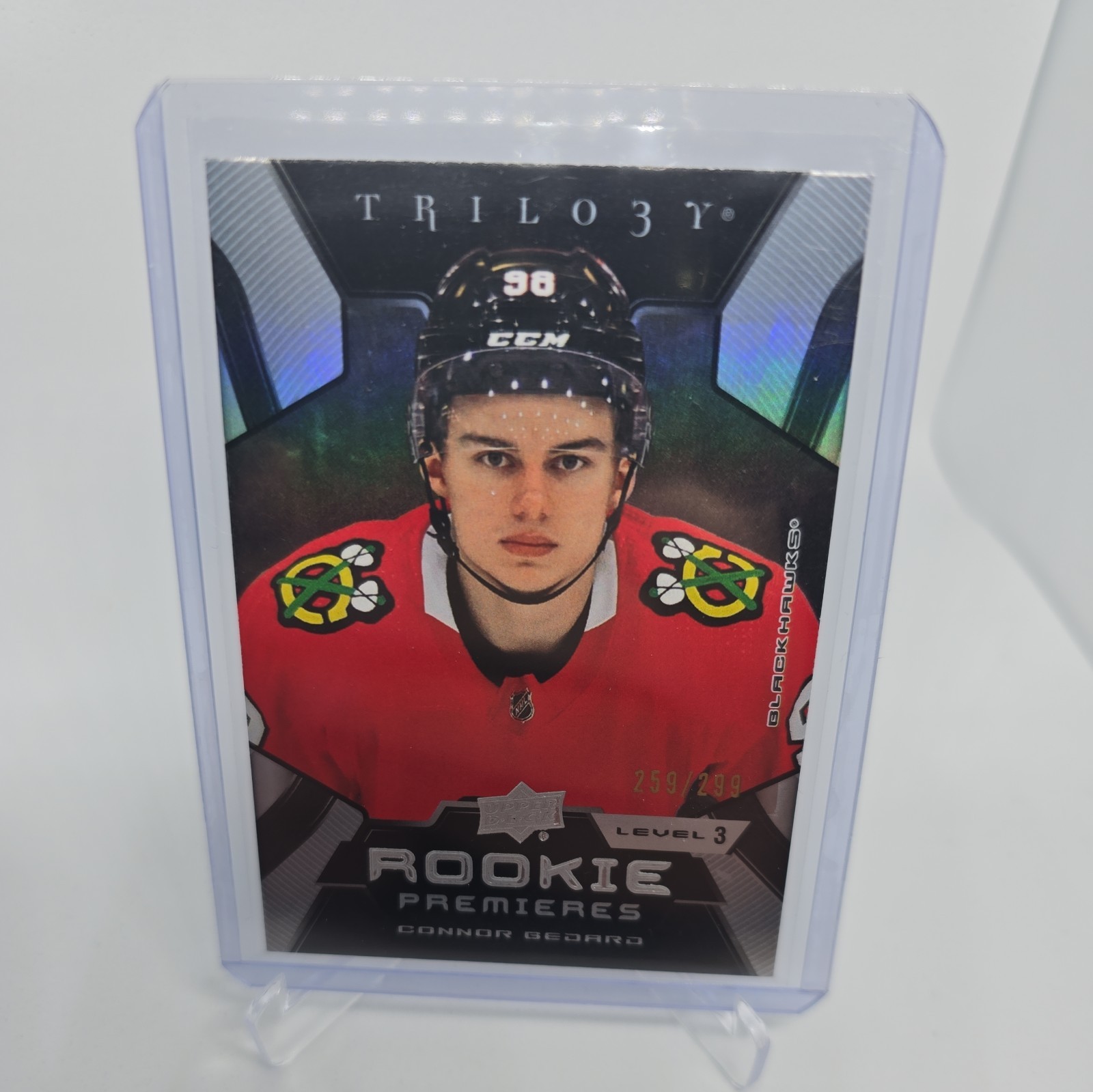 2023-24 Upper Deck Trilogy #202 Connor Bedard 259/299 level 3 rookie Blackhawks