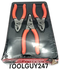 SNAP ON TOOLS USA PL344BCF O 3 Piece Slip Joint Pliers Set Orange Soft Grip NEW