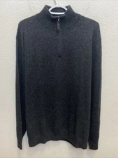 Christian Lacroix Men's Large Black 1/4 zip Sweater 2-ply CASHMERE NWT