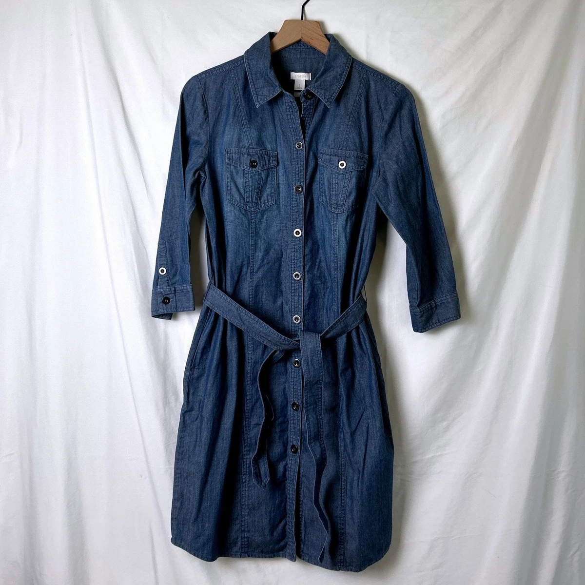 Chico's Shirt Dress Dress Casual Midi By Chicos In Blue, Size: 2p Chico's  Long Sleeve Shirt Dresses for sale | eBay