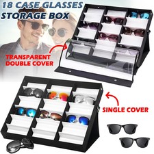 Sunglasses Glasses Display Case Storage Box Organiser Black 18 Grids Box UK