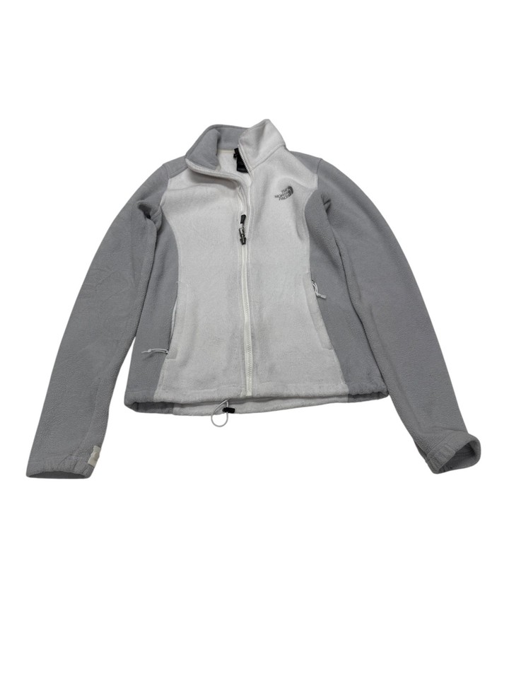 The North Face Womens White Fleece Grey Winter Zip Jacket Size XS GC
