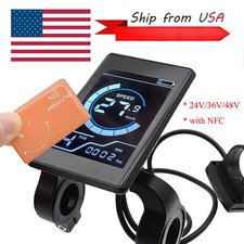 5Pins EBike LCD Display Meter 24V 36V 48V Control Panel w/NFC Waterproof Plug US