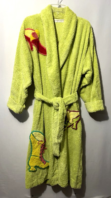 Vintage Victorias Secret Shoes Heels Chenille Robe Size Large Terry Green RARE