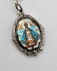 Our LADY of  San JUAN One Decade Auto Mirror ROSARY Handmade CRYSTAL Blue White — photo 2
