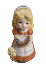 🔥Vintage Adorabelle JASCO Porcelain Little Girl with Kitten Figurine 4" Bell🔥