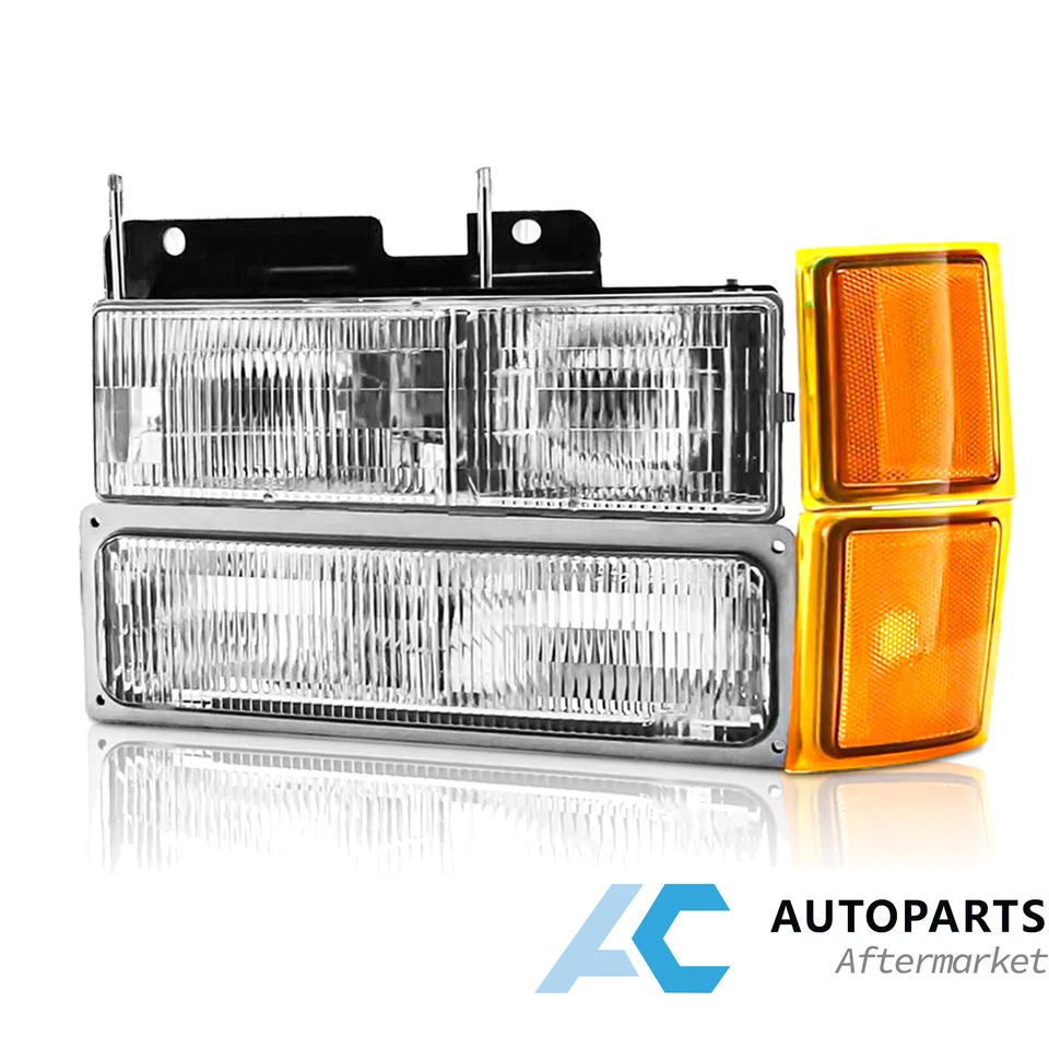 For 1994-1998 Chevy Silverado C10 C/K 1500 2500 3500 Headlights w/ Bumper Lamps - Image 4 of 4