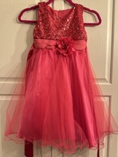 Toddler Girl Sequin Sleeveless Tulle Princess Dress Flower Belt Sz 140