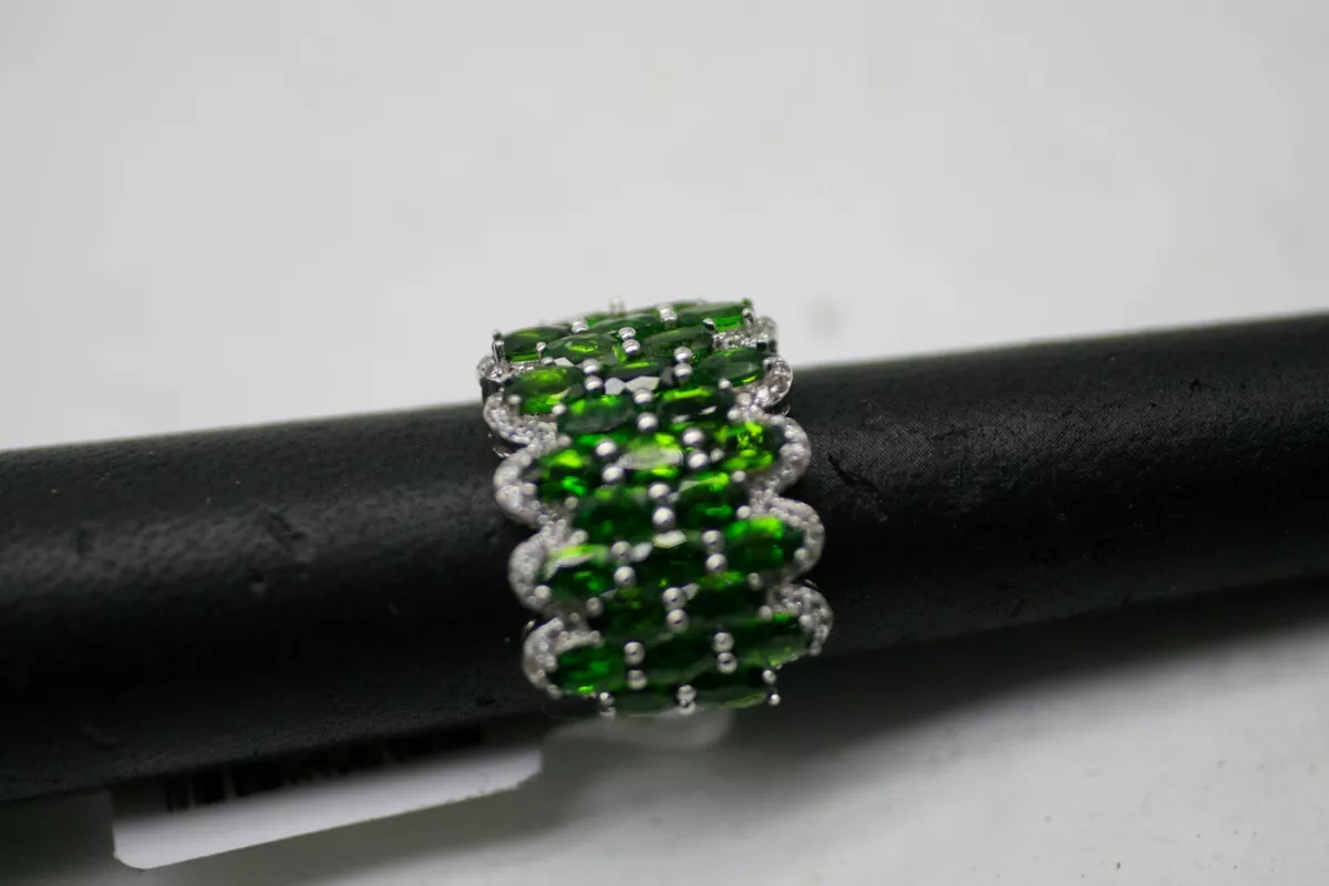 JTV Sterling Silver CHROME DIOPSIDE AND WHITE ZIRCON Ring Sz 8 eBay