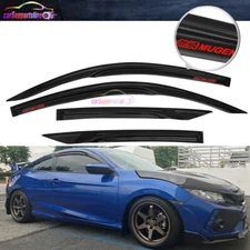 Fit 16-20 Honda Civic Coupe Window Visor Vent Mugen Style Shade w/ Red Mugen
