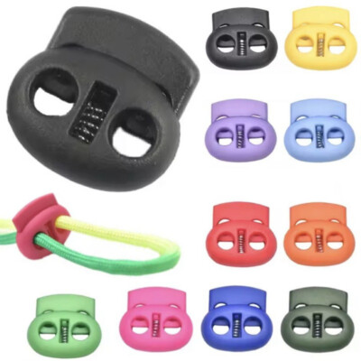 2 ODER 4 KORDELSTOPPER BUNT SCHWARZ CORD LOCKS SCHNÜRBAND ZWEILOCH 5MM SCHNALLE
