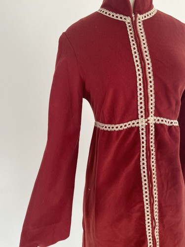 Vestido rojo manga larga vintage años 60 70 encaje *medida abajo* - Imagen 2 de 4