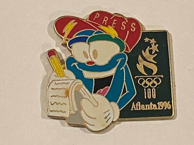 1996 Atlanta Olympic Game Enamel Lapel Hat Pin Izzy Media Press Pad Paper Pencil