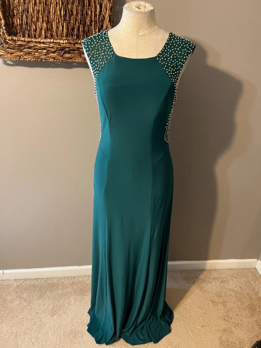 Jackie Jon Dress 8 Green Silver Stud Stretch Maxi Formal Party Cruise  Wedding | eBay