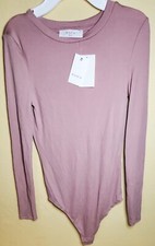 Elodie Bodysuit Women's Size M Blush Solid Pattern Long Sleeve Crew Neck New