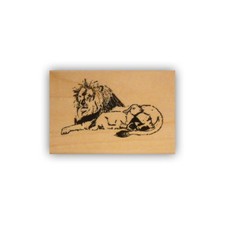 Lion and Lamb mounted rubber stamp, Christian inspirational image, faith CMS 2