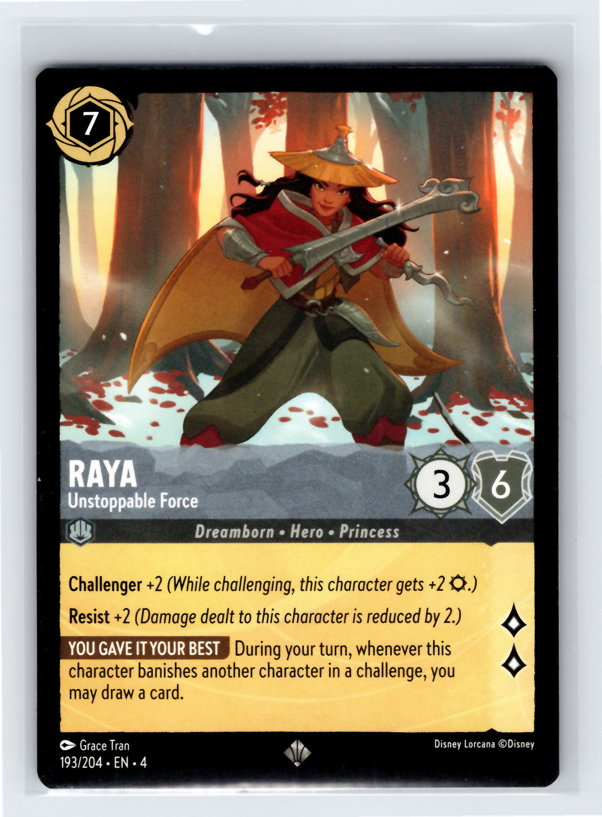 Raya - Unstoppable Force | Disney Lorcana Ursula's Return | 193/204 | NM