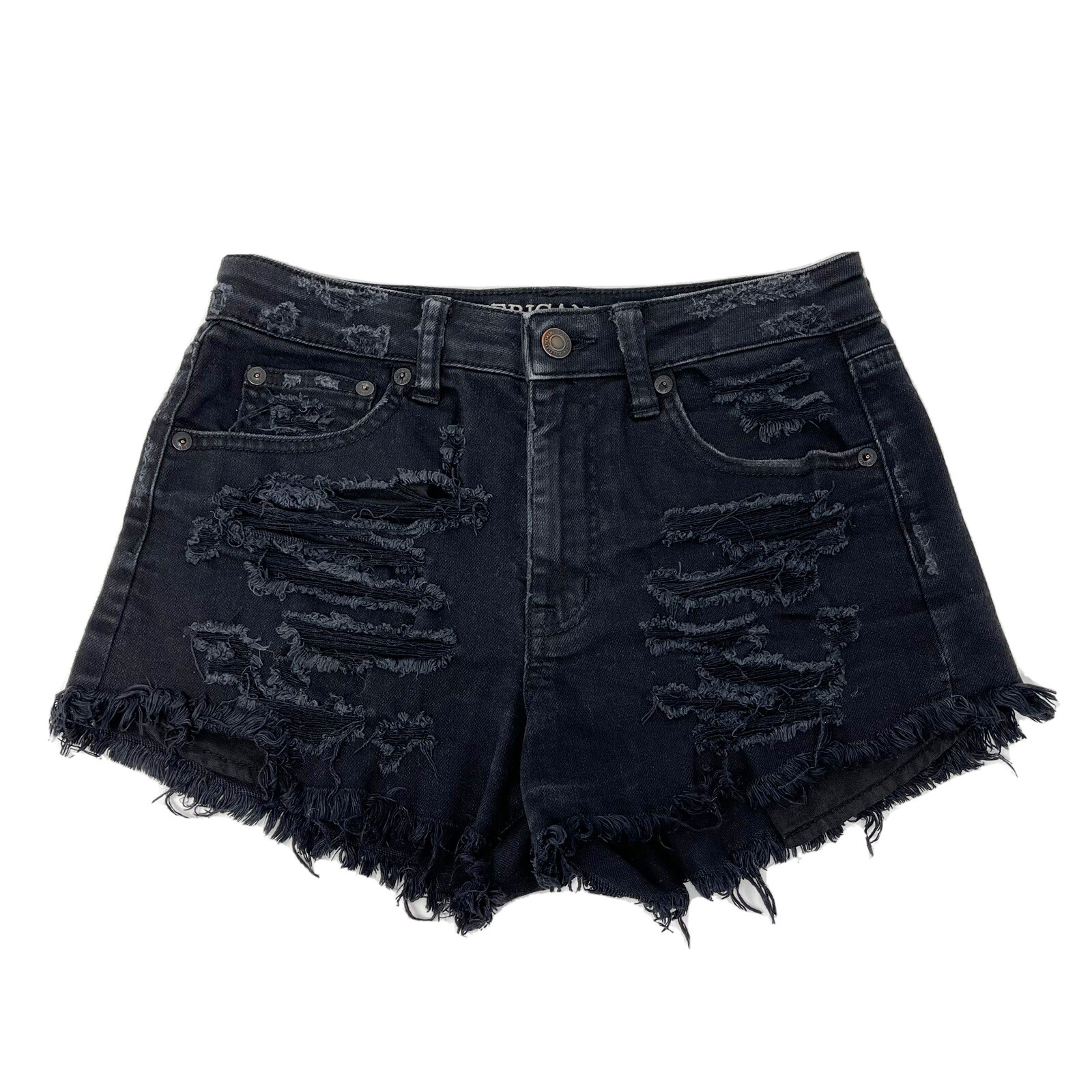 black jean shorts with rips