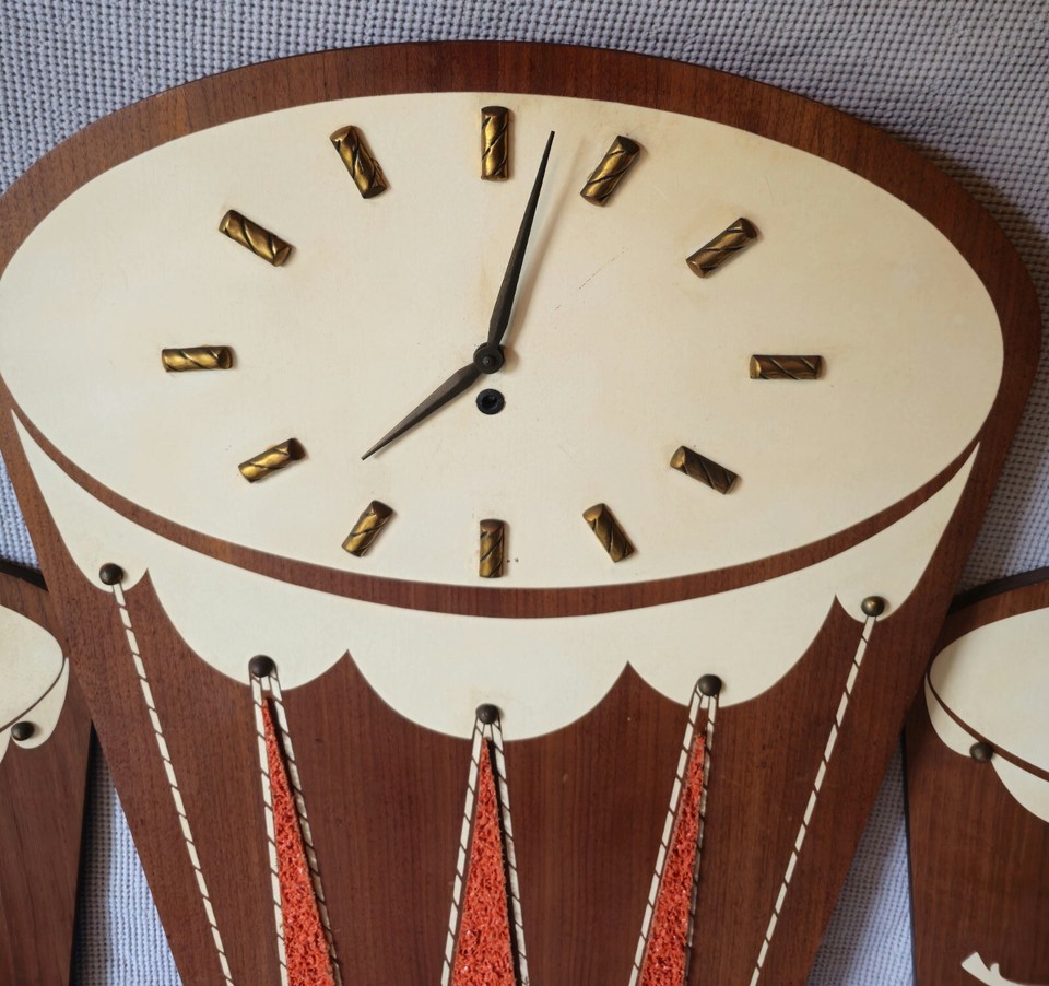 MidCentury 1963 Modern 3 Piece Wall Art With Key Clock Works eBay