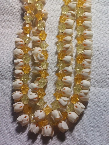 Vintage Jewelry Necklace West Germany Double Strand Beaded Flower Necklace - Picture 2 of 14