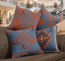 Handwoven Kilim Wool Jute Pillow Décor 45 cm Colorful New Hallway Sofa Cover