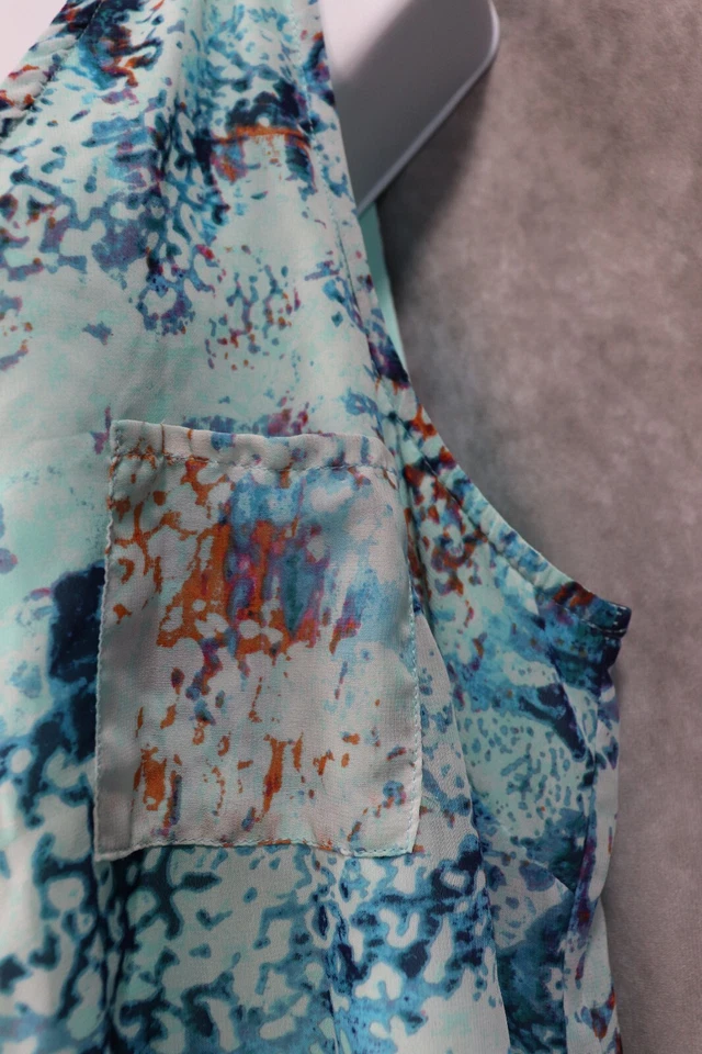 Maxi Vestido para Mujer Mossimo Talla Grande Océano Estampado Agua Verde Claro Mangas XXL Foto 3 de 4