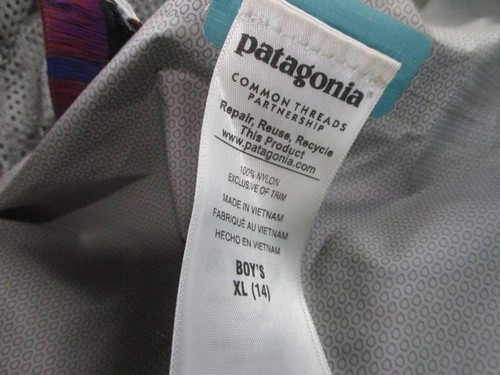 Patagonia Jacket Boy XL 14 Blue Orange H2no Torrentshell Hiking Rain Coat - Picture 7 of 13