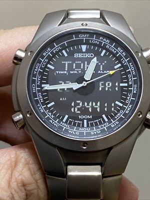 Seiko Watch Sportura H023-00D0 Chronograph Dual Digital World Time Quartz -  42mm | eBay