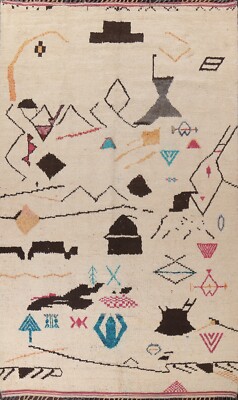 IVORY Modern Geometric Moroccan Oriental Area Rug Hand-knotted Living Room 9x13