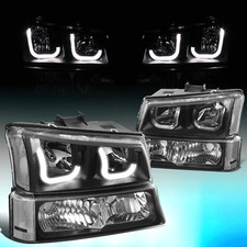 For 2003-2007 Chevy Silverado Dual Led Drl Headlight Turn Signal Bumper Lamps