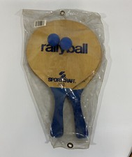 Vintage Rallyball Sportcraft Smoochball Wooden Paddle Set