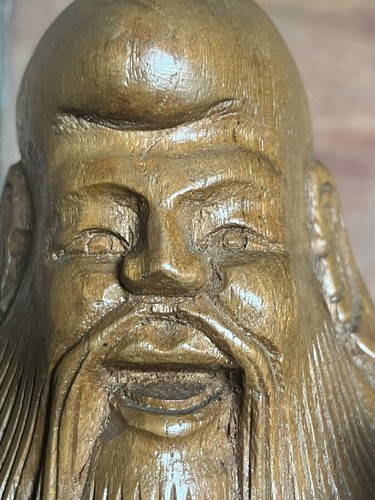 Chinese Antique Hand Carved Wooden Statue of Shou Lao God of Longevity - Picture 6 of 10