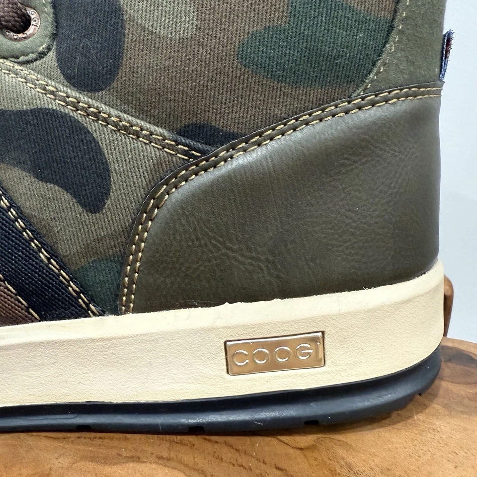 Zapatos deportivos Coogi de cuero envejecido verde camuflaje de caña alta para hombre 8,5 Foto 2 de 4