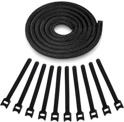 3m erweiterbare geflochtene Kabelmuffe + 10 Kabelbinder, PET verstellbar Split Kabel