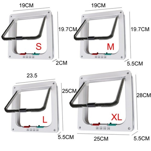 S-XL Sizes 4-Way Pet Dog Cat Safe Lockable Locking Door Brushy Flap Door Screen - Picture 35 of 39