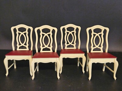 Marx Sindy Dollhouse Furniture Dining Room Chairs Set of 4 Vintage 1970's