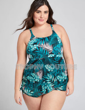 LANE BRYANT CACIQUE DESERT PALMS MESH NO WIRE BRA SWIMSUIT SWIM DRESS SZ 18
