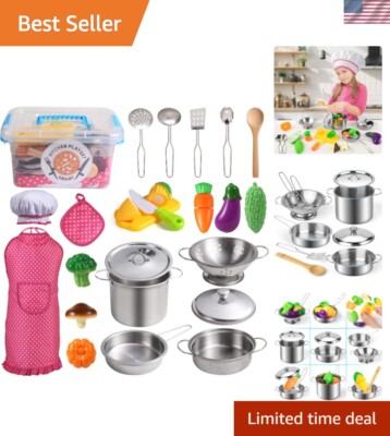 Mini Chef's Cooking Toy Set: 23 Pieces with Play Food Veggies & Accessories