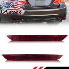 2X Red Lens Rear Bumper Tail Reflector Light Kit For 2016-2017 Honda Accord