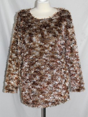 Fabiani - Womens M/L - Shimmery Textured Faux Fur Tiered Sweater