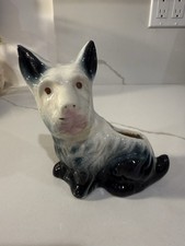 Vtg Terrier Dog Planter Japan Pottery Ceramic Brown Scottish Scottie Schnauzer