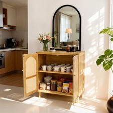 Bamboo Kitchen Storage Cabinet Rattan Storage Buffet Cabinet Coffee Bar Entryway