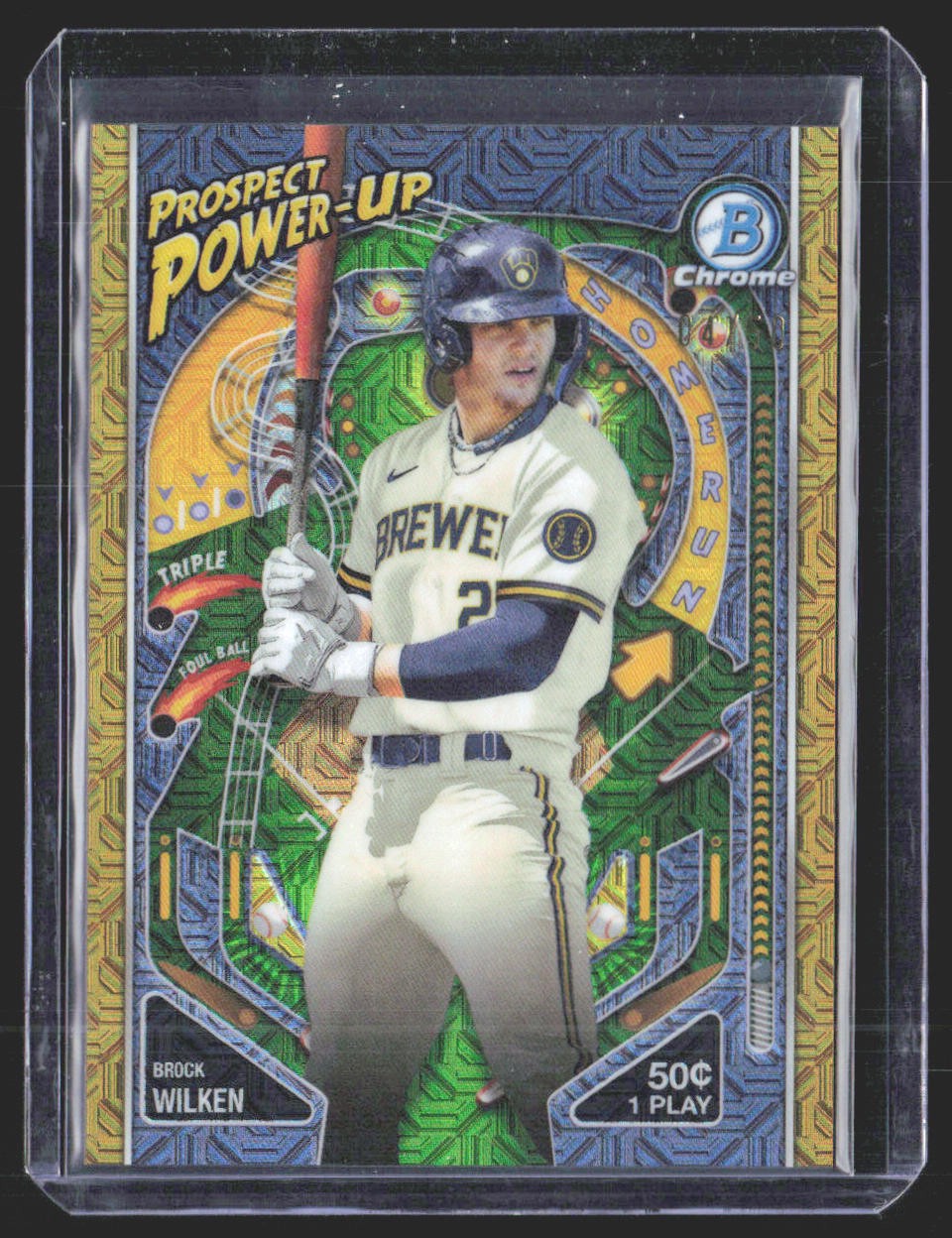 Brock Wilken 2024 Bowman Prospect Power-Up Gold Refractors SN #/50