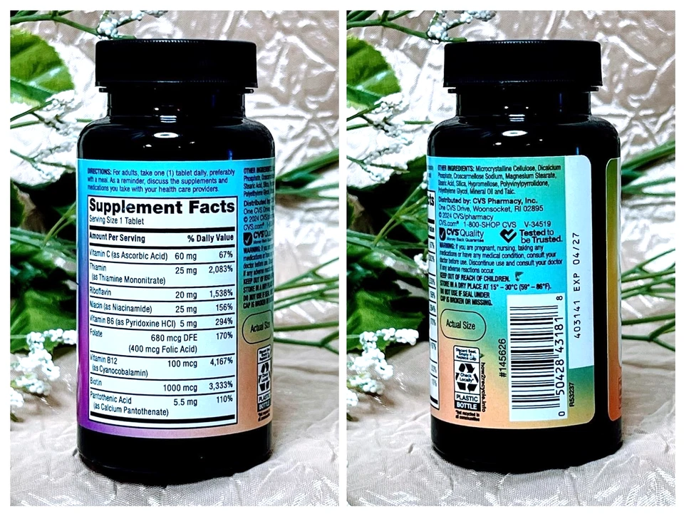 SUPER B-COMPLEX Con Vitamina C -100 Tabs- CVS Exp 04/27 Salud Inmune y Energía Foto 2 de 4