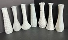 Lot of 7 Vtg Milk Glass Bud Vases