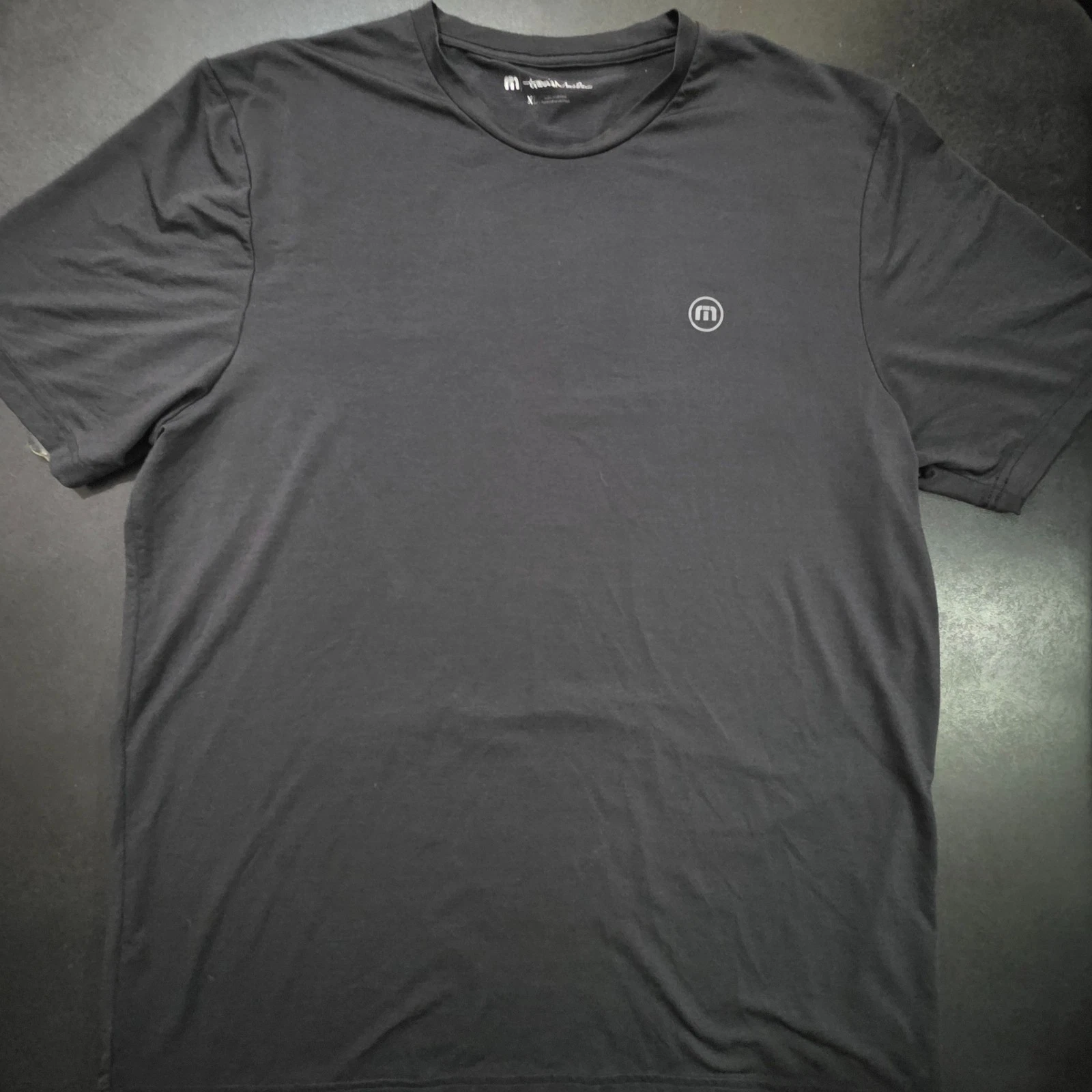 TravisMathew T-Shirt XL Black Activewear Logo Tee Performance Gym Golf
