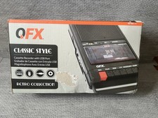 QFX RETRO-39 Shoebox Cassette Tape Recorder AUX/USB Built In Mic In Box W/ Tape
